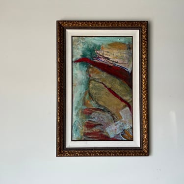 Vintage Abstract Expressionist Oil Painting, Framed 