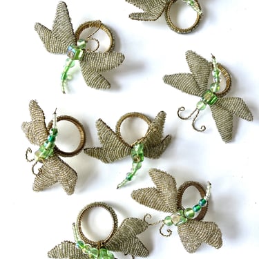 Vintage Dragonfly Napkin Rings Set of 7 