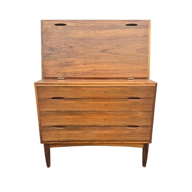 Vintage Danish Mid Century Modern Walnut Secretary Desk 