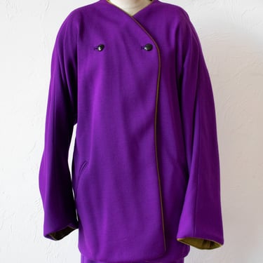 Vintage 1980s Adam Beal Reversible Purple/Green Wool Jacket M/L