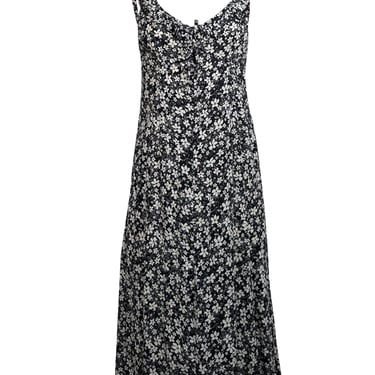 Auguste - Black &amp; White Floral Print Sleeveless Midi Dress Sz M