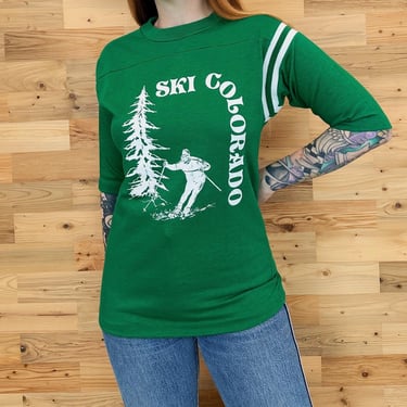 70's Colorado Skiing Vintage Jersey-Style Tee Shirt T-Shirt Top 