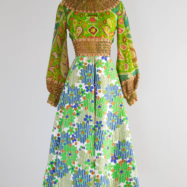 Fabulous Late 1960's Ronald Amey Psychedelic Fever Dream Dress  / SM