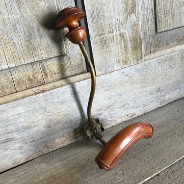 Rustic French Wood Iron Coat Hook, Traditional French Farmhouse, Gold Gilt 