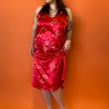 1990s Red Floral Sleeveless Maxi Dress, sz. S-L