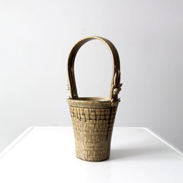vintage Frank Polizzi pottery basket vase 