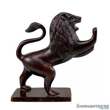 Vintage Traditional Bronze Figural Lion Sculpture