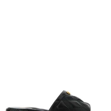 Valentino Garavani Women Black Leather Quiltie Slippers