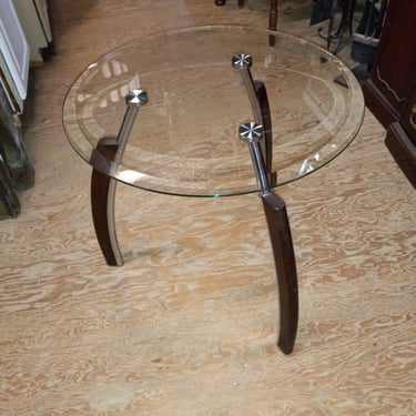 Modern Glass Top End Table 23 X 22.5