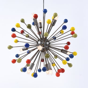 Mid-Century Modern Sputnik Starburst Chandelier Pendant Light with Multi-Color Balls 