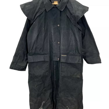 Outback Trading Co Black Oilskin Wax Cotton Duster Jacket Medium