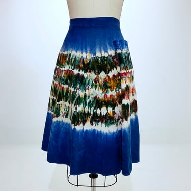 Vintage Blue Tie Dye Pocket Skirt