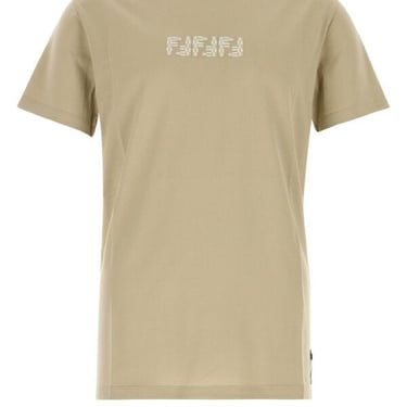 Fendi Men Beige Cotton T-Shirt