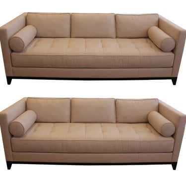 Contemporary Modern Pair of Interior Craft Sofas in Holly Hunt Fabric 