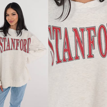 Stanford Sweatshirt Y2k California University Sweater Go Cardinals Graphic Shirt Pullover Crewneck Heather Grey Vintage 00s Mens Large L 