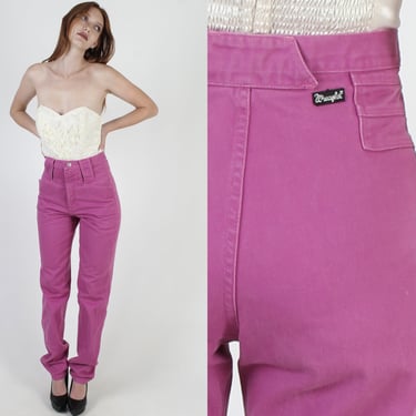 Vintage 80s Wrangler Cowboy Cut Rodeo Jeans Pink Denim High Rise Pants USA Made 