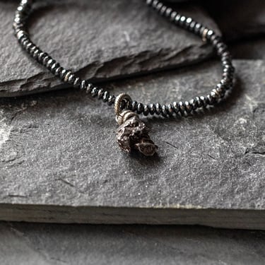 Sterling Silver, Meteorite and Hematite Pendant Necklace