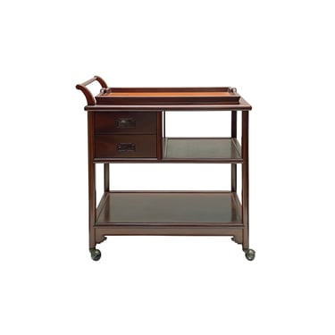 Brown Wood Crafted Deliciated Serving Cart Bar Trolley cs7679E 