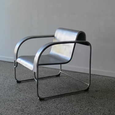 Art Deco Bauhaus Inspired Chromed Lounge Chair In the Manner of Wolfgang Hoffmann for Howell 
