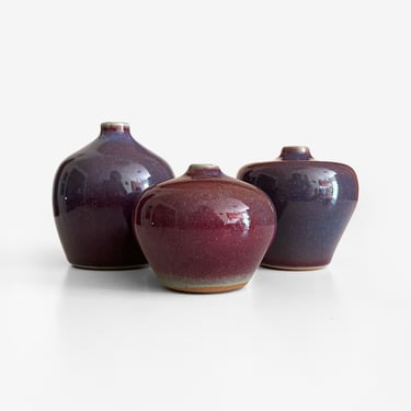 Mikasa Purple Bud Vases Designed by Laslo for Mikasa Set of 3 