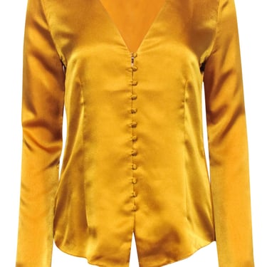 Joie - Gold Hammered Satin Button Front Blouse Sz S