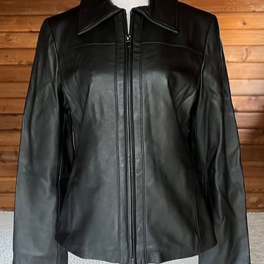 Jaclyn Smith Classic Women's Black Leather Jacket Size Medium 