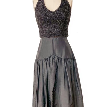 Y2K Black Fuzzy Sparkly Halter Top, sz. XS-M