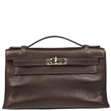 Hermes 2005 Ebene Evergrain Kelly Pochette Handbag