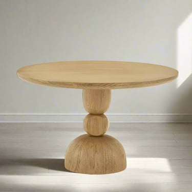 Castlery Round Wood Contemporary Pedestal Dining Table FFE258-195