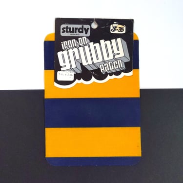 Mod Vintage 70s Yellow Navy Blue Stripe Iron-on Transfer Patches 