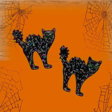 Black Cat Hair Clip - Spooky Halloween Cats Barrette 