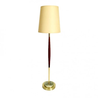 Walnut, Brass & Onyx Floor Lamp