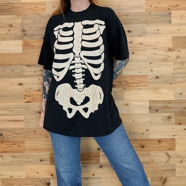 Vintage Glow in the Dark Skeleton Bones Tee T-Shirt Shirt 