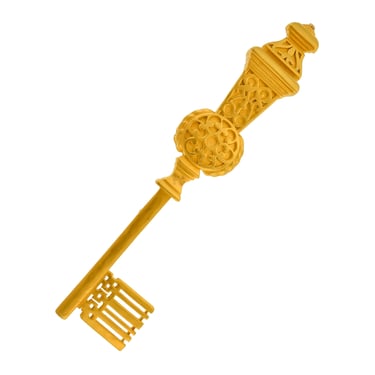 Karl Lagerfeld Vintage Giant Brushed Gold Ornate Key Brooch Pin