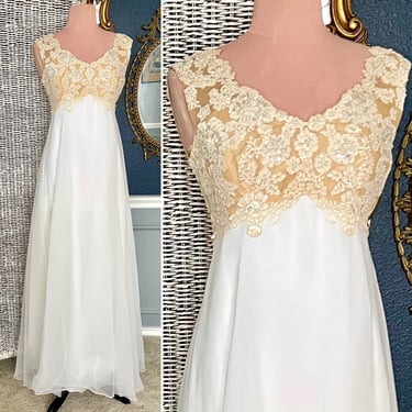 Sheer Illusion Wedding Dress, Beaded Lace, Sweetheart Sleeveless, Debutante, Bridal, Vintage 60s 