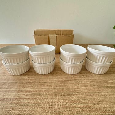 Vintage White Ceramic Ramekins - Set of 8 