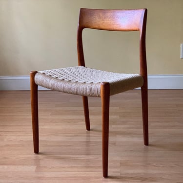 Moller Model #77 Dining Side Chair, in Teak and new Danish Paper Cord, side chair, desk chair, bedroom chair 