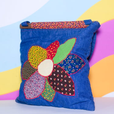 Vintage 1970s Patchwork Flower Power Bag 