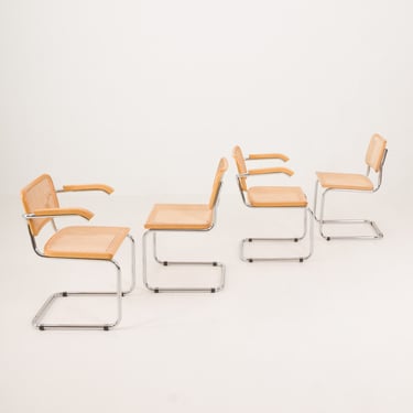 Set of four Italian vintage Cesca chairs by Marcel Breuer, 1970s 