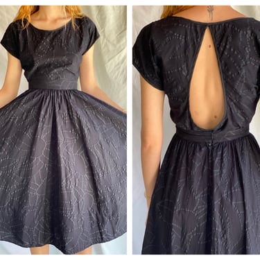 1980's Dress Set / Black Tear Drop Open Back Blouse and Skirt Set / Lightweight Shirt and Midi Skirt / Summer Wedding Guest Dress 