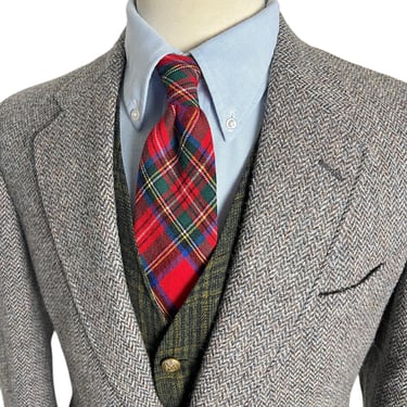 Vintage Nordstrom Wool Herringbone Tweed Sport Coat ~ 36 to 38 Regular ~ jacket / blazer ~ Preppy / Ivy Style / Trad 