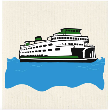 Ferry On Water Swedish Dishcloth