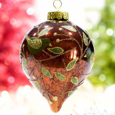 VINTAGE: 4.75" Hand Decorated Specialty Glass Ornament - Bird Design - Holiday - Christmas - SKU Tub-28-00034883 