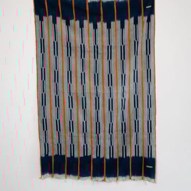 VINTAGE BALOUÉ CLOTH IN DARK INDIGO/ORANGE IKAT