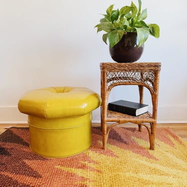 Retro Yellow Vinyl Foot Stool