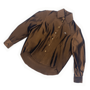 Vivienne Westwood 90s brown metallic bubble shirt