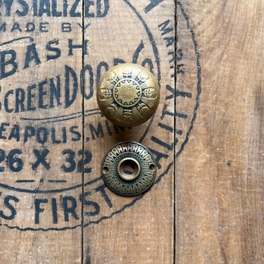 1890s Brass Nashua Door Knob & Rosette Salvaged Hardware K-21000 