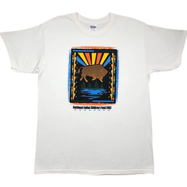 Vintage 2003 “Southwest Indian Children’s Fund” Native American Buffalo Art Graphic T-Shirt Size Large/XL 