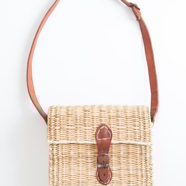Vintage Handmade Wicker Basket Bag 