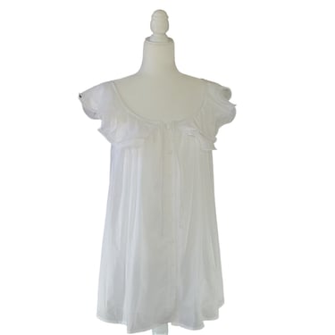 Catherine Malandrino White Tunic Top Blouse Sleeveless Tie Buttons Ruffles NWT 4 